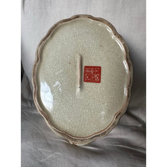 Vintage Chinese set Pair Hand Painted Candle Holders Candlestick gold bowl Asian - Picture 7 of 16